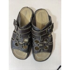 Vintage Lower East Side Brown Chunky Flower Platform Sandals Shoes Womans Sz 8.5